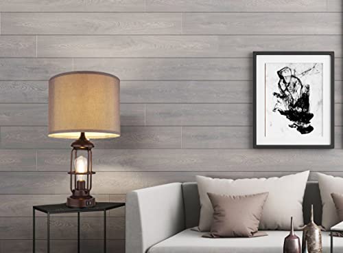 Ruiever Drum Lampshades Set Of 2, Natural Linen Lampshades 13" X 13" X 10" High, Easy Assembly Replacement Fabric Lampshades For Table Lamps Floor Lamps, Gary Color Lampshade,Lampshades Spider Fitter #TOP5