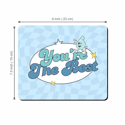 Image of Motivational Mouse Pad 9 x 7.5 Inch | inchYou're The Best inch Cute Quote Mouse Mat | Non-Slip Rubber Base & Smooth Surface for Office, Home & Study Desk