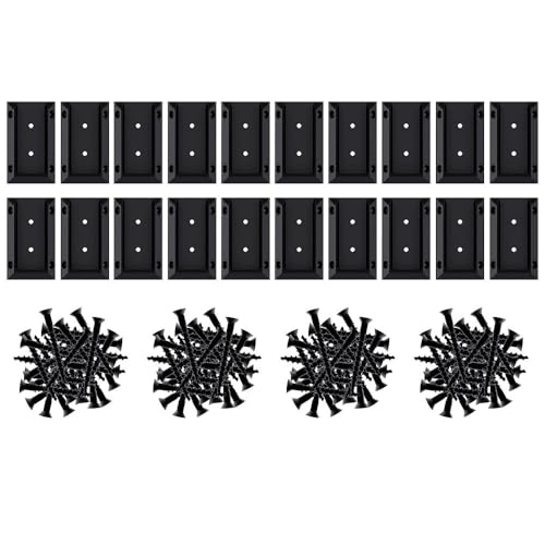 BE-TOOL 20 PCS 2x4 Deck Railing Bracket Connectors with 120 PCS Screws - Heavy-Duty Nylon Deck Rail Brackets for Wooden Stair, Fence, Porch Handrail, Black