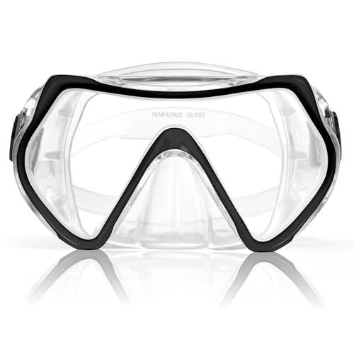 AOOSA Taucherbrille Erwachsene Teenager, Diving Goggles für Herren Damen, Tauchmaske mit 180° Panorama HD Anti Nebel Anti-Leck Verstellbares Silikonband Tauchermaske für Tauchen Schnorcheln Schwimmen
