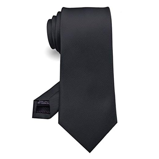 RBOCOTT Silk Black Tie Business Wedding Formal Necktie for Men (Black)