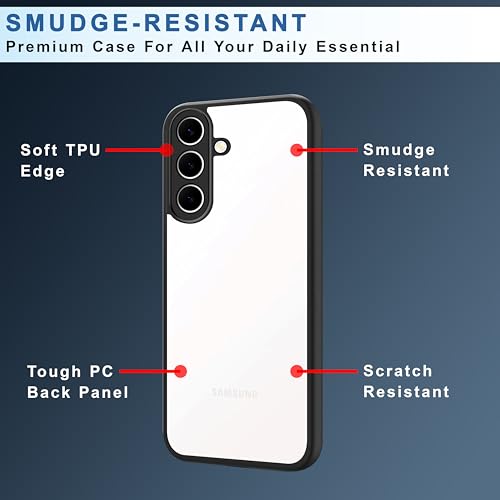 Image of CEDO Backcover for Samsung Galaxy S25 FE | Camera Protection Bump Shockproof Edge | Ultra Hybrid Transparent Acrylic Clear TPU+PC Hard Backcase Cover (Black)