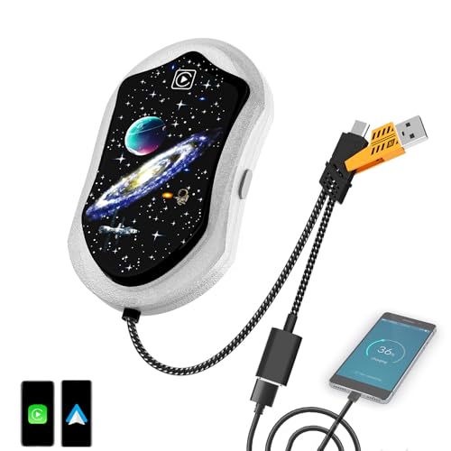 LEYMENCOJ Wireless Carplay Adapter & Android Auto Wireless Adapter - Upgrade 3 in 1 Plug & Play Converts Wired to Wireless,Fits for Cars from 2017+ with iPhone iOS 10+ Android 11+ (Silver)