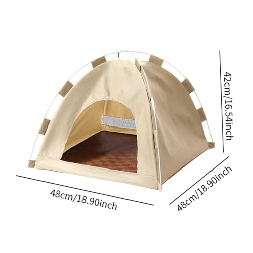 Image of Cat Dog Pet Tent Semi Enclosed Cat House for Indoor Cats Kitten Small Animal Beige | Pet Supplies | Cat Supplies | Beds