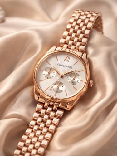 Image of AMERICANVIBER Rose Gold Women Watches | Girl Watch | Watch for Women | Diamond Studed | Premium Design | Trendy Fashionable | Under 499