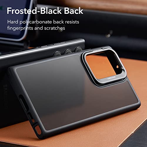 ESR Funda para Samsung S23 Ultra,Funda Protectora Ajustable con Anillo de cámara Integrado para S23 Ultra,protección de Grado Militar,Funda clásica con Soporte para Galaxy S23 Ultra,Negro Esmerilado
