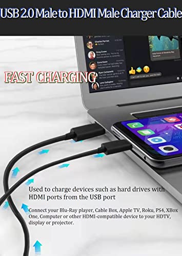 Usb To Hdmi Cord Cable, Fenoero Hdmi Usb Converter Cable Adapter Usb 2.0 Male To Hdmi Male Charger Cable Adapter, 1M / 3.3Ft #TOP1