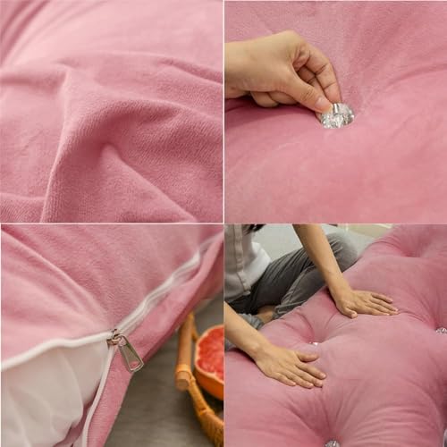 Image of Headboard Pillow PP Cotton Filler Large Bolster Pillows Backrest Support Sitting Up Reading Pillow in Bed Velvet Rest Upholstered Headboard Pads, (Bean Paste, 59 inchx59 inch)