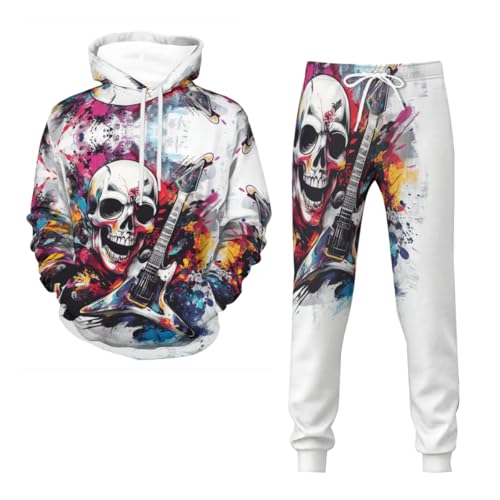 Survêtement squelette homme : ensemble sweat à capuche et pantalon de jogging noir