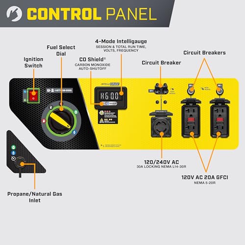 6500W Tri-Fuel Portable Generator with CO Shield and Electric Start