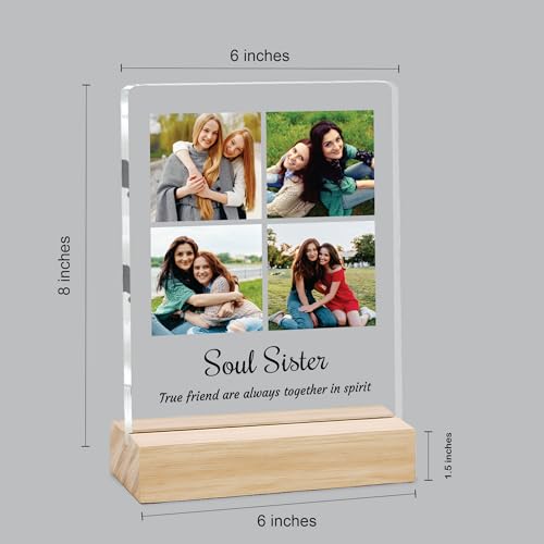 Image of Giftplease Customized Photo Frame with Text & Wooden Stand | Personalised Printed Photo Frame Gift for Sister | Birthday, Tabletop D cor | Customized Photo Gift (6x8 Inches) SIS 01
