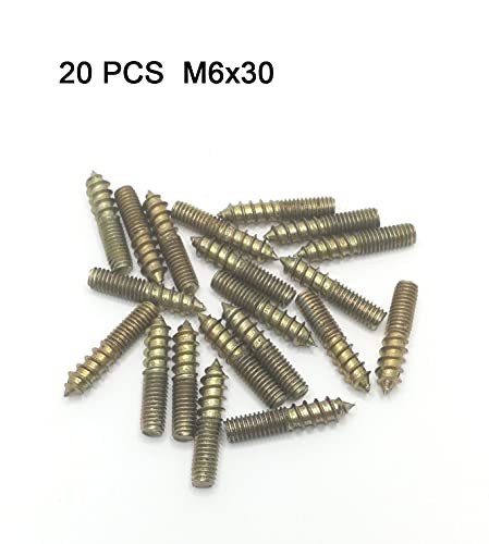 Image of Hanger Bolt M6x30 Double Headed Bolt Self-Tapping Screw for Furniture 20Pcs