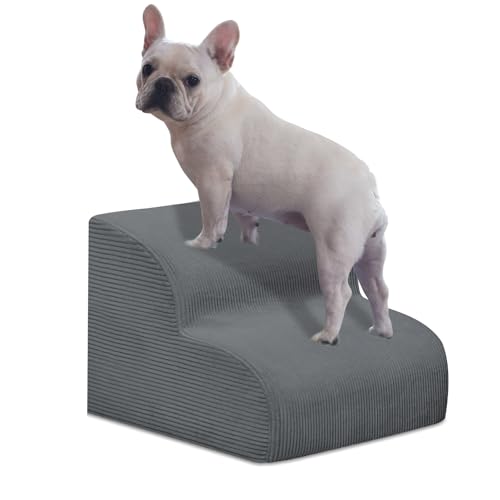 Mesa Lemon Dog Stairs & Steps for High Beds 2 Steps High Density Foam Waterproof Dog Ramp for Small Dogs and Cats Pet Stairs with Removable Washable Cover for Bed Couch Sofa and Car (H: 11.8)