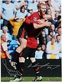 Paul Scholes, Wayne Rooney Manchester United Autographed 12" x 16" Celebration Photograph - Autographed Soccer Photos