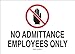 Brady 95433 Plastic Security Authorization Sign, 10" X 14", Legend "No Admittance Employees Only (with Picto)"