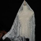 SEWDIYTR White Lace Fabric Chantilly Lace Graceful Franch Eyelet Bridal 60 X120 Inch Lace Fabric Veil Wedding Bridal Fabric Embroidery Lace Fabric Tablecloth