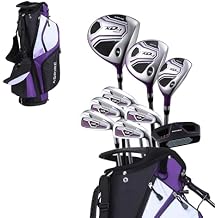 Aspire XD1 Womens Golf Clubs Full Set, Includes Driver, Fairway, Hybrid, 6-PW Irons, Putter, Stand Bag, 3 H/Cs, Ultra-Light Graphite Shafts, Golf Clubs Women Right Handed, in 3 Sizes, Purple