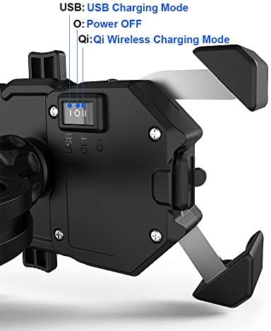 iMESTOU Motorcycle Wireless Qi & USB Quick Charge 3.0 Phone Holder Charger Motorbike Cellphone Mount for 22-32mm Handlebar/Rear-view Mirror Compatible with 3.5-6.8 inch Smartphones