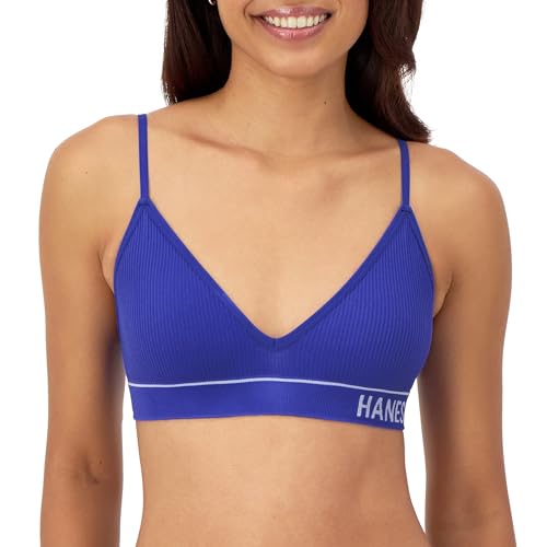 Image of Hanes Women's Originals Seamless Triangle Rib Bralette, Soft Ribbed Bras, ComfortFlex Fit Bra