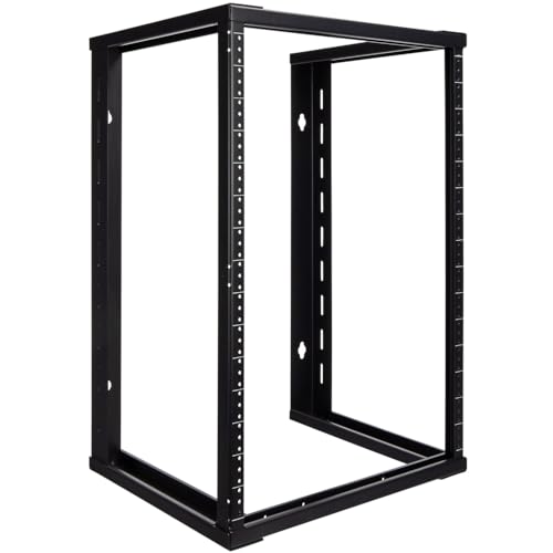 Image of NavePoint 15U Wall Mount Rack - Server Rack for 19 Inch IT Equipment Open Frame Rack - Network Rack for AV & Server Equipment 16 inch Deep Rack, Black