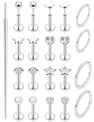 Silver-20G（0.8mm) - Bars:6mm - Hinged Clicker Rings:8mm 10mm