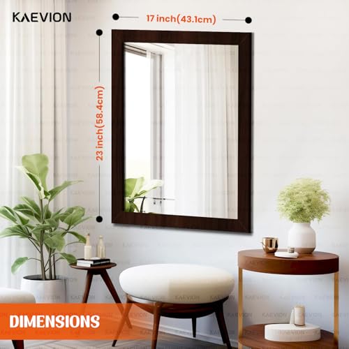 Image of Wall Hanging 2ft Brown Water Proof PVC Framed Wall Mirror for Bedroom or Bathroom |Home Decor Wall Mounted Wash Room Mirror for Wall Bedroom Living-Room Vanity Farmhouse