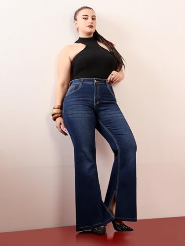 Image of Miss Chase A+ Women's Bootcut High Rise Regular Length Stretchable Denim Jeans