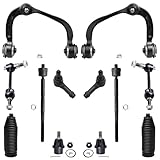 Detroit Axle - 12PC Front Upper Control Arms w/Lower Ball Joints, Sway Bar Links, Inner Outer Tie Rod Ends and Rack Boots for 2004 2005 Ford F-150 New Body 4WD 4x4