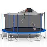 DHHU 14FT Trampoline for Kids and Adults, Large Outdoor Trampoline with Basketball Hoop and Net, Capacity for 4-6 Kids and Adults - ASTM Approved