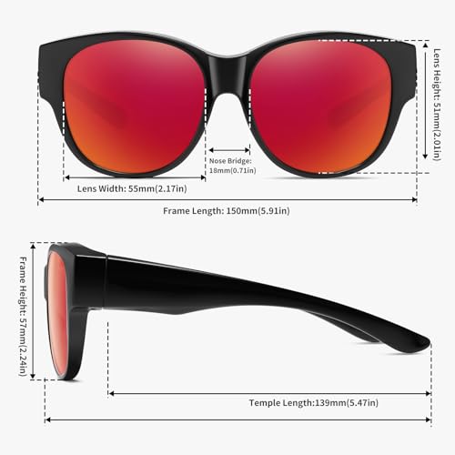 Image of GEGURI Polarized Sunglasses Fit Over Glasses for Men Women, Oversized Square Sun Glasses UV400 Protection Shades