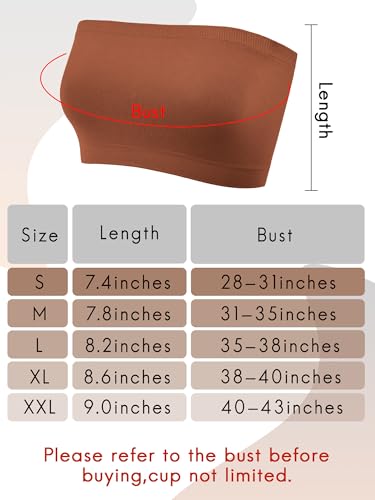 Image of Bencailor 8 /16 Pieces Bandeau Top for Women, Strapless Tubes Non Padded Seamless Bralettes Stretchy Sports Bra