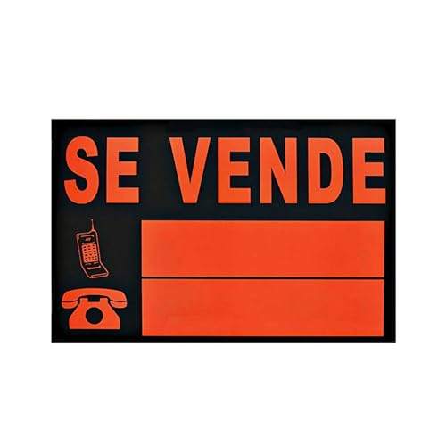 SUPER MUNDO SM - Cartel Se Vende 35x50 cm ideal Inmobiliaria Cartel Vende Resistente de PVC Reflectante Señal Se Vende para lugares públicos y exteriores Colores (35x50 cm)