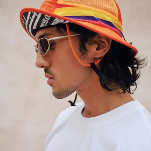 Image of Color-Blocked Fisherman Style Sun Hat for Outdoor Camping, Surfing & Vacations - Wide Brim, UV Protective, Anti-Slip