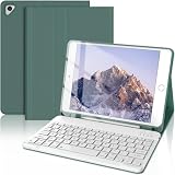 SENGBIRCH iPad 第6世代 ケース キーボード 9.7インチ 軽量 iPad キーボード付きケース Air2/Pro 9.7兼用 脱着式 ワイヤレス bluetooth キーボードカバー 多角度調整 オートスリープ機能 耐衝撃 全面保護 防汚素材 ダークグリーン