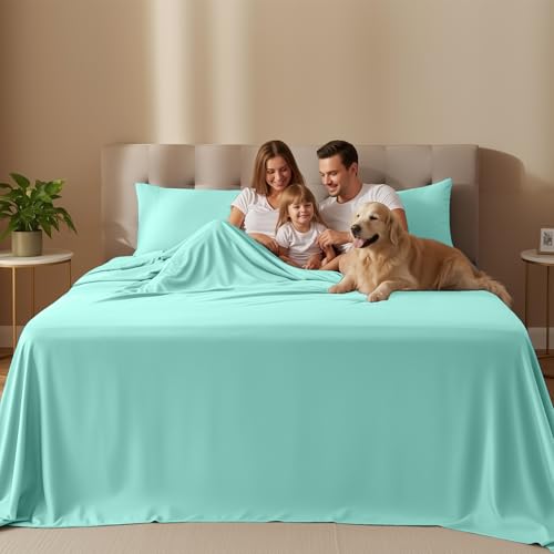 Image of Utopia Bedding Twin XL Sheet Set - 3 Piece Bed Sheets for Twin XL Size Bed, Soft and Breathable Microfiber, Includes 1 Fitted Sheet, 1 Flat Sheet and 1 Pillowcase (Spa Blue)