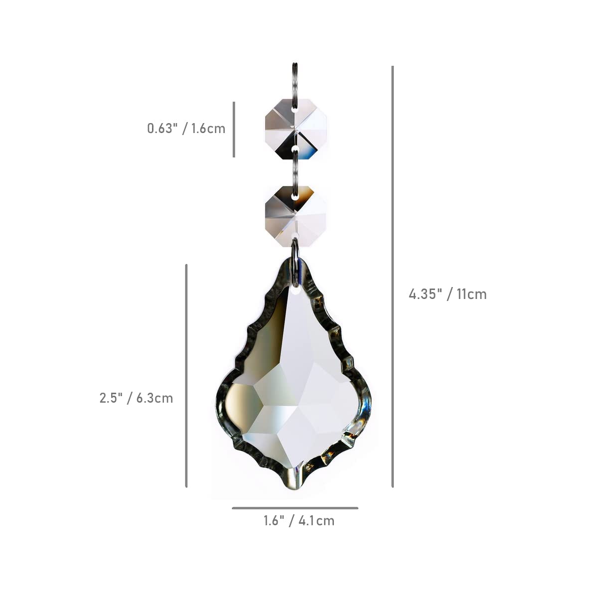 12 pezzi di cristallo foglia d'acero, parti pendenti a prisma da 63 mm, perline di cristallo pendenti per lampadario, decorazione da matrimonio trasparente
