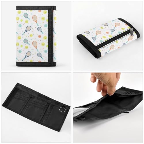 Cute Tennis Racket Print Wallet for Men, 8 Credit Card Holder Slim Minimalist Front Pocket Small Mens Bifold Wallets4