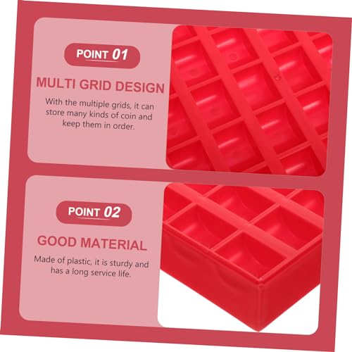 Caja organizadora de monedas color rojo de plástico miniatura 4