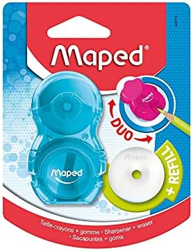 Maped Loopy kolorowa podwójna gumka i temperówka do ołówków (pudełko 24 w różnych kolorach)