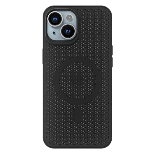 Image of Pikkme Back Cover for iPhone 13 / iPhone 14 | Honeycomb Cooling Design | Silicone Heat Dissipation | Mag-Safe Compatible | Shockproof Camera Protection Bumper Case (Black)