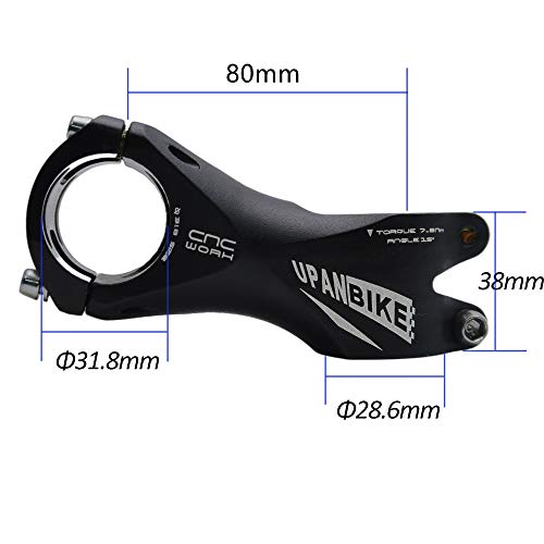 UPANBIKE 31.8mm Bike Stem Length 80mm 15 Degree Bicycle Handlebar Stem for Mountain Bike Road Bike MTB BMX - Image 2
