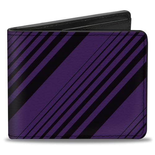 Buckle-Down Men's Wallet, Bifold, Diagonal Stripes Purples, Vegan Leather, Multi, 4.0