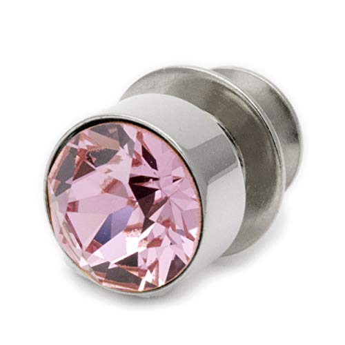 AMANOGAWA タックピン クリスタル ブローチ ピンブローチ ピンバッジ ラペルピン シルバー ライト ピンク