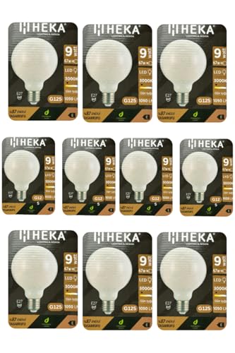 LED Ampul, 9W (67W), 3000K Sarı Işık, E27 Duy, G125 Glop, 10 Adet