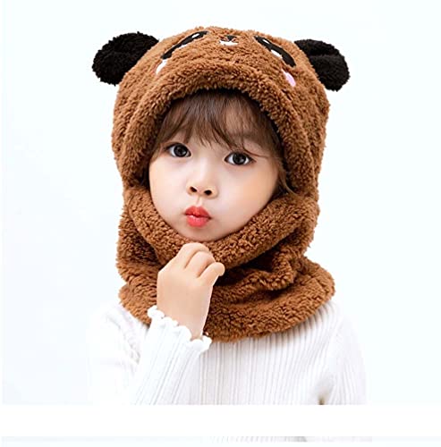 Boys Girls Beanie Hat and Loop Scarf Set 2 in 1 Warm Winter Hat Scarf Set Plus Fleece Hats Earflap Hat Scarves (Coffee,M(5-8 Years))3