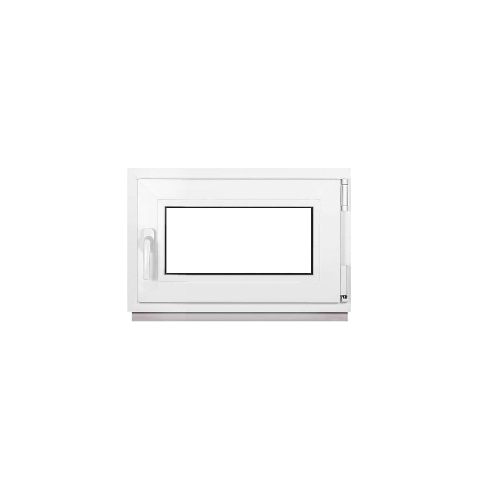 Framex Finestra Seminterrata Piccola in PVC Bianco, Larghezza x Altezza 75 x 50 cm (750 x 500 mm), Doppi Vetri (32 mm), Anta-Ribalta, Girevole DIN Destra – Premium