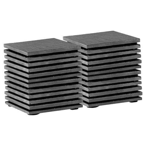 Argon Tableware - Argon Tableware Square Slate Coasters - 10cm - 24 Piece Drink Coasters Black Stone Natural Slate Smooth Edge Drink Mat Cup Mats for Kitchen, Bar, Restaurant, Weddings, Events