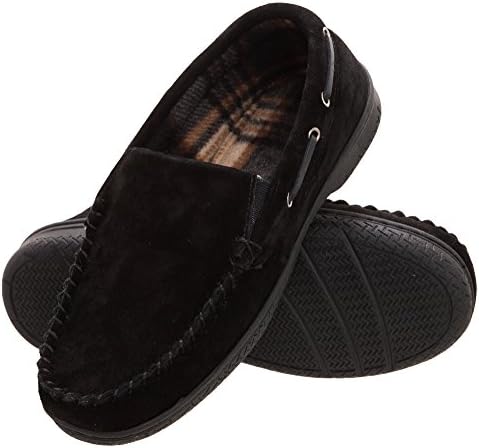 Heat Edge Mens Memory Foam Suede Slip On Indoor Outdoor Venetian Moccasin Slipper Shoe