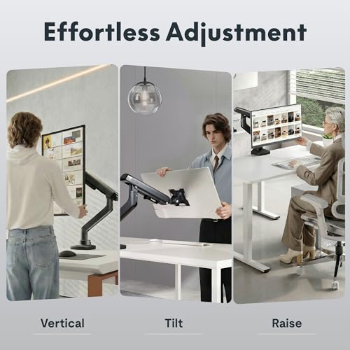 Image of FlexiSpot Single Monitor Arm, Premium Aluminum Monitor Desk Mount Fits Screen up to 39 Inches, Fully Adjustable Monitor Stand with C-Clamp & Grommet Base, Holds 6.61 to 26.46 lbs, Black