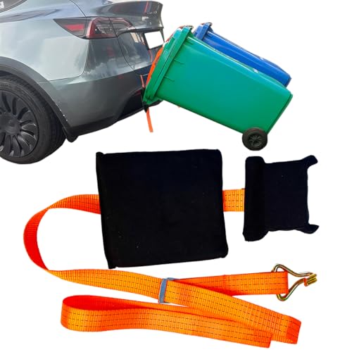 【No-Hitch】 Trash Can Hauler Strap – Heavy-Duty Polyester Trash Can Hauler for 20–96 Gallon Bins, Fits SUV/Truck/Sedan/Minivan, No Hitch Needed, Garbage Can Hauling Towing Straps